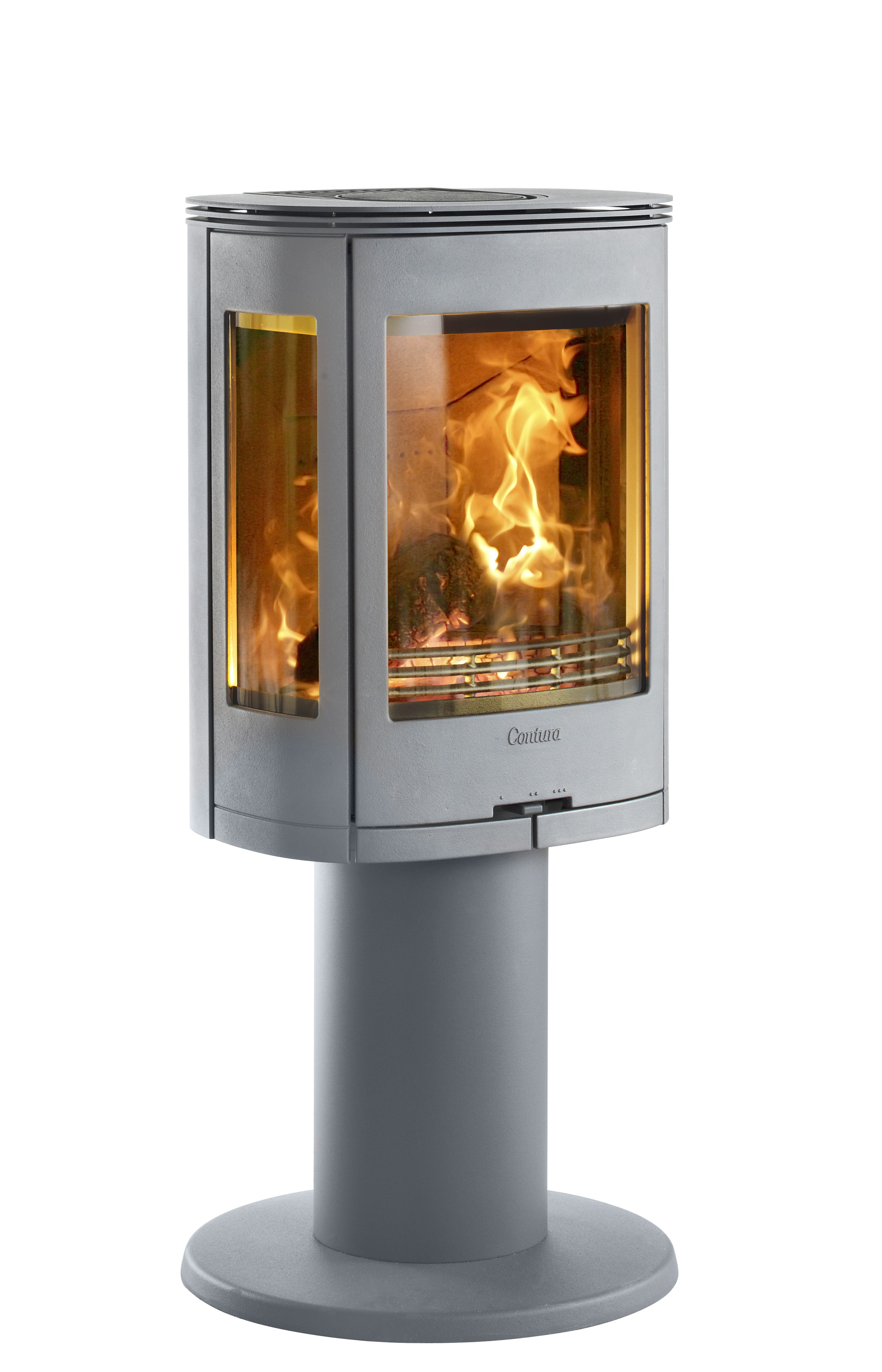 Contura 880 Woodburning Stove on Pedestal Grey
