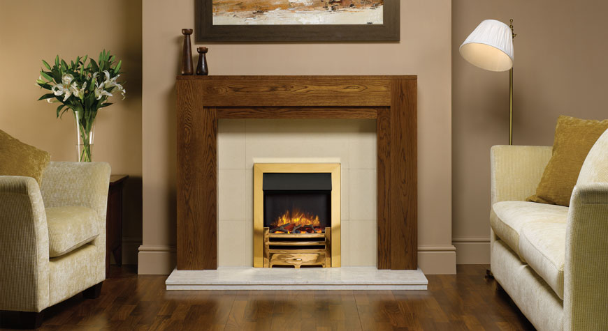 Gazco Logic Electric Arts Polished Brass Electric Fire