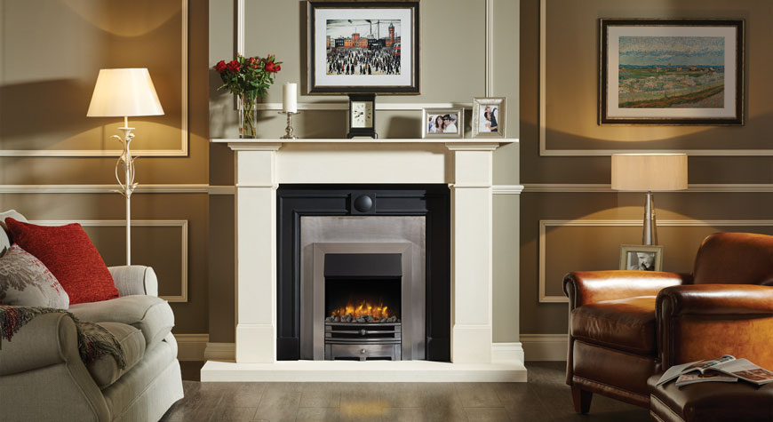 Gazco Logic 2 Electric Chartwell Bruched Steel Electric Fire