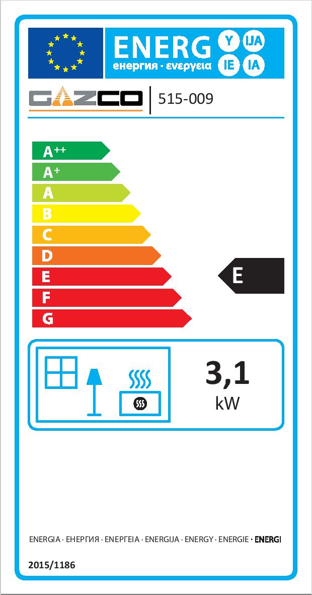 Gazco Huntingdon 30 CF NatGas Clear Door ERP Label