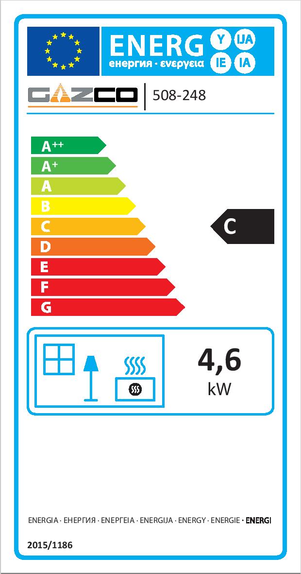Gazco Studio 1 Freestanding Balanced Flue Natural Gas - Black Glass ERP Labels