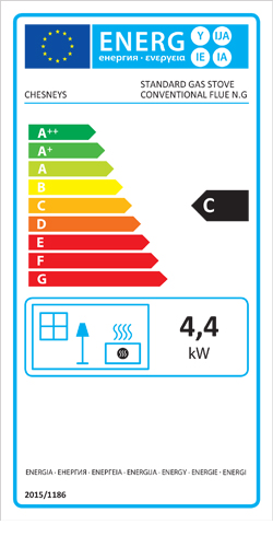 Chesneys Beaumont Standard Gas fire ERP label