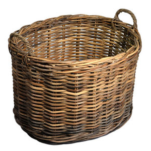 10 086sg large oval grey chunky log basket