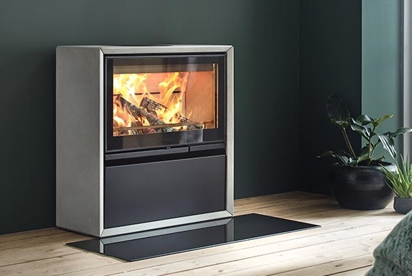 Contura 320a woodburning stove with art stone fire by design. wimborne. dorset