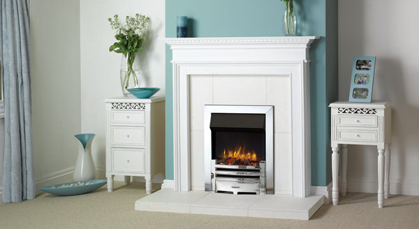 Gazco logic 2 electric arts polished steel effect frame and log effect feul bed   fire by design   electric fires