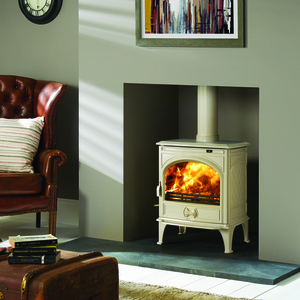 Dovre 425 multi fuel in ivory white enamel wood burning stove multi fule stove fire by deisgn   dorset woodburning centre