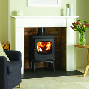 Dovre 525cbs in anthracite portrait wood burning stove multi fule stove fire by deisgn   dorset woodburning centre