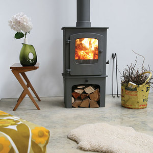 Charnwood stoves   cove 1 with log store wood fire dorset woodburning centre of stoves fire by design