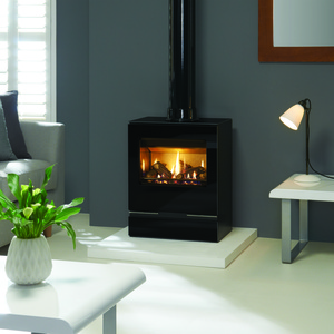 Riva vision medium gas with gloss flue pipe